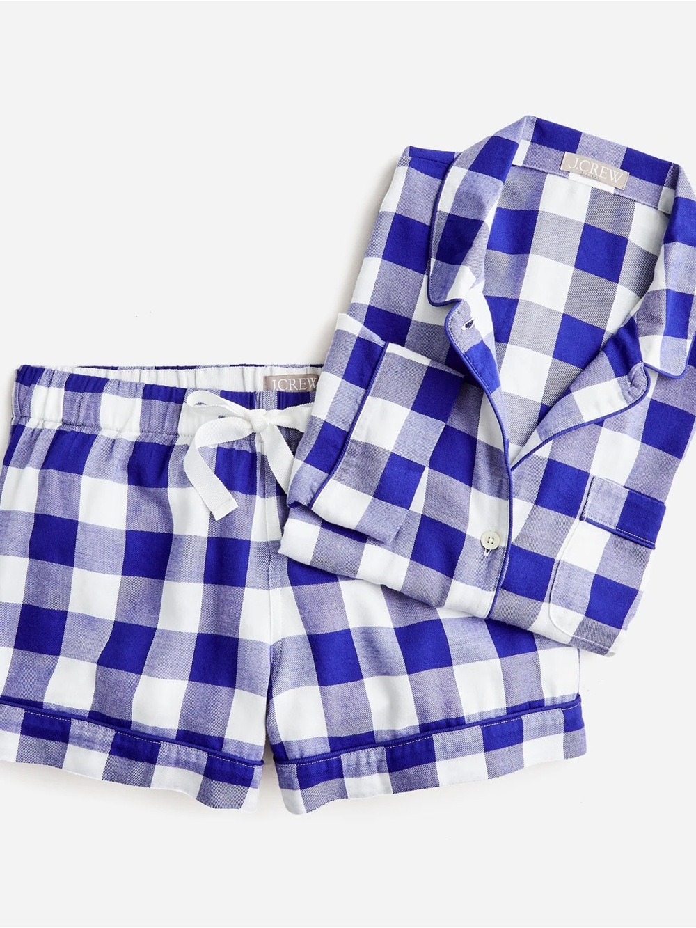 J. Crew Buffalo Check Plaid Flannel Long Sleeve Pajama Short Set XXL